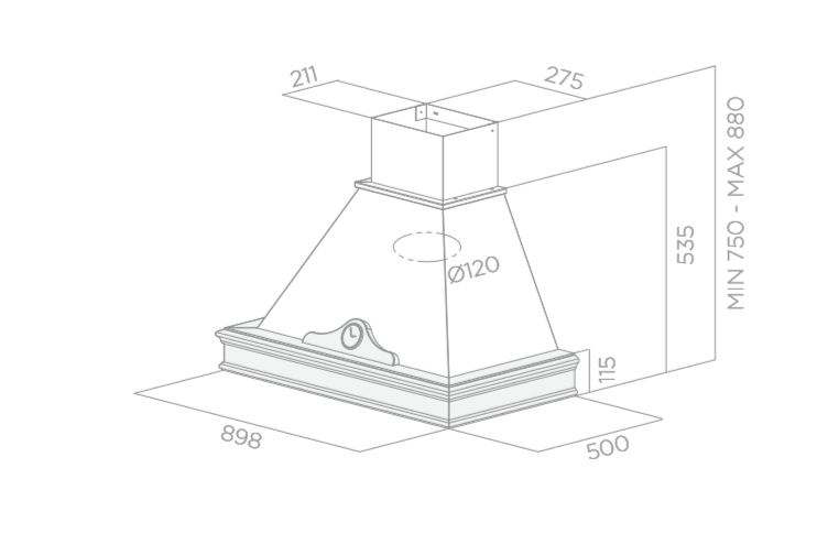 Вытяжка ELICA ORETTA WH/A/90 T.GREZZO