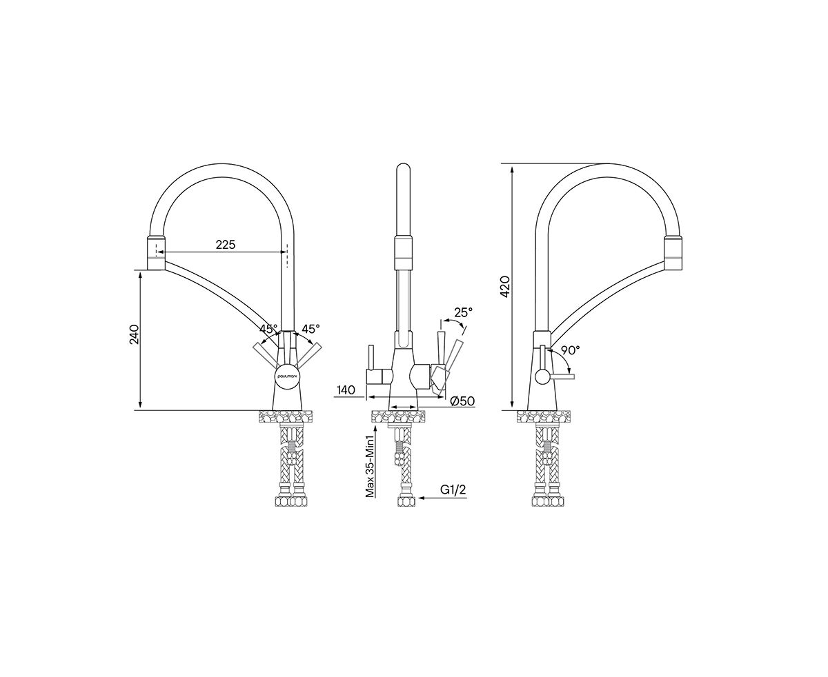 Смеситель Paulmark SIEGEN-AN Si213111-AN, антрацит