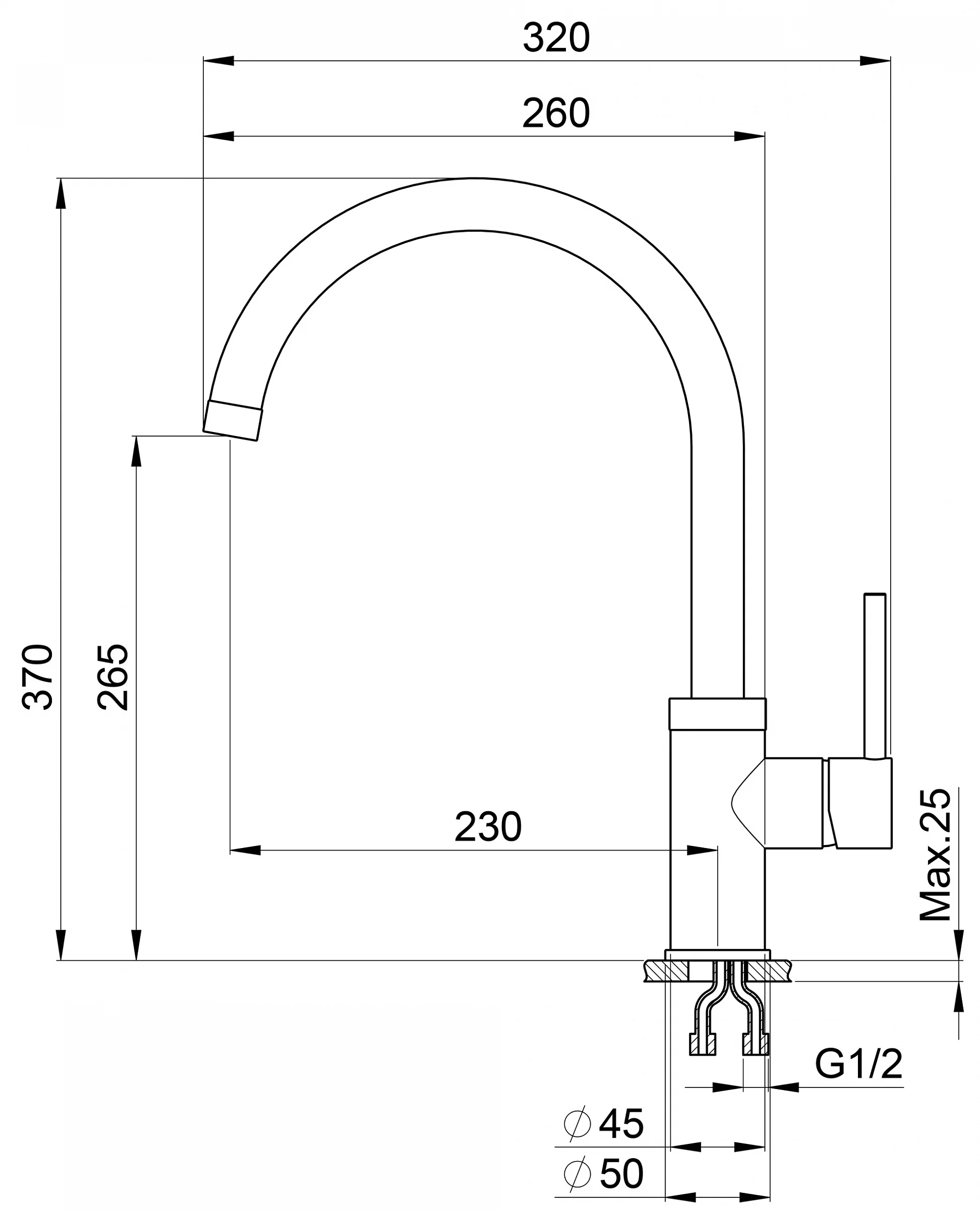 Смеситель кухонный KRONA WASSER H265 1 SAND