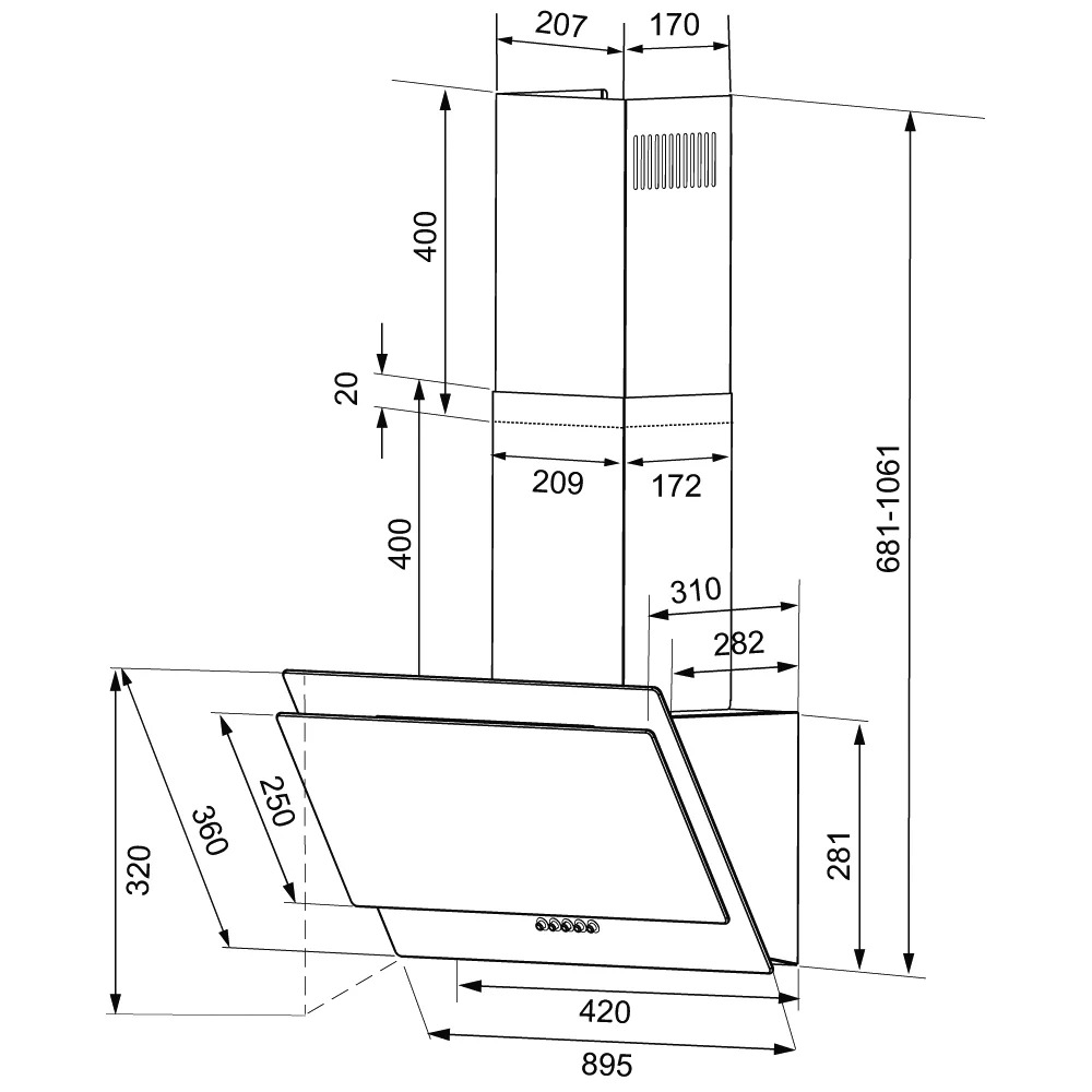 Вытяжка KRONA VENERA 900 BLACK S