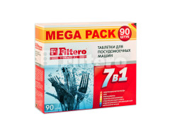 Таблетки Filtero для посудомоечных машин 7 в 1, 90 штук, MEGA PACK