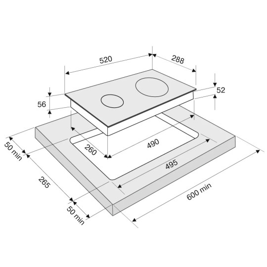 Панель индукционная KRONA ERDE 30 BL 2BFTS