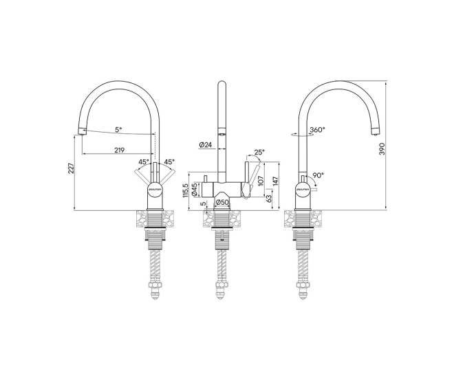 Смеситель Paulmark HELLER-BS He213218-BS, брашированная сталь