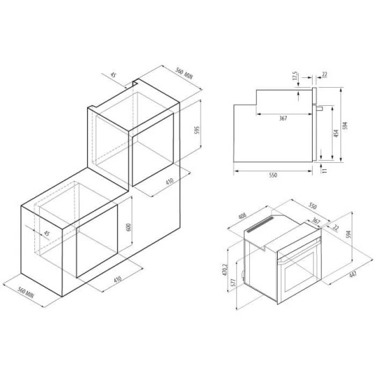 Духовой шкаф KRONA RITUS 45 BL/BL G2