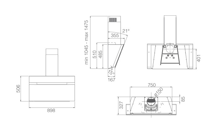 Вытяжка Elica STRIPE LUX @ BL/A/90