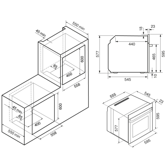 Духовка KRONA VOLLMOND opti 60 BL/BL